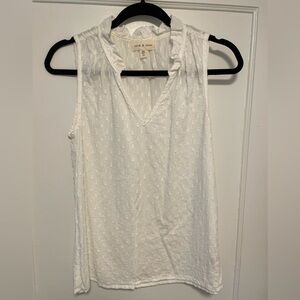 Anthropologie White Textured Sleeveless Blouse